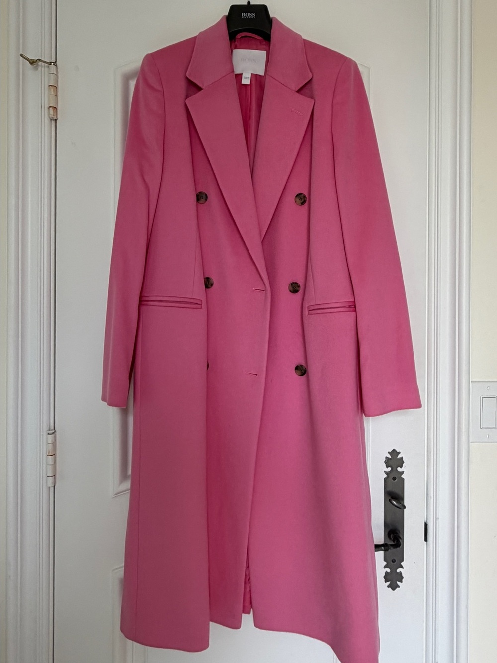 Women's HUGO BOSS Double-Breasted Pink Long Coat